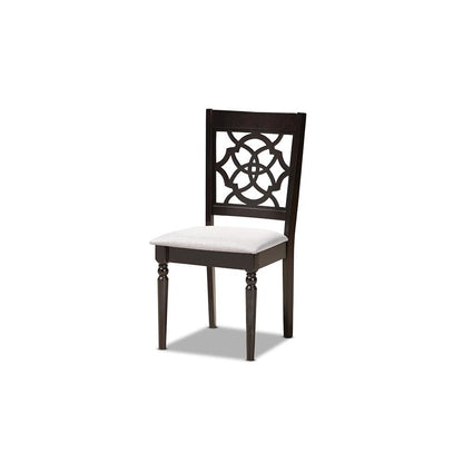 Grey Fabric Upholstered and Dark Brown Finished Wood 5-Piece Dining Set