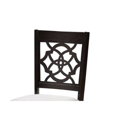 Grey Fabric Upholstered and Dark Brown Finished Wood 5-Piece Dining Set