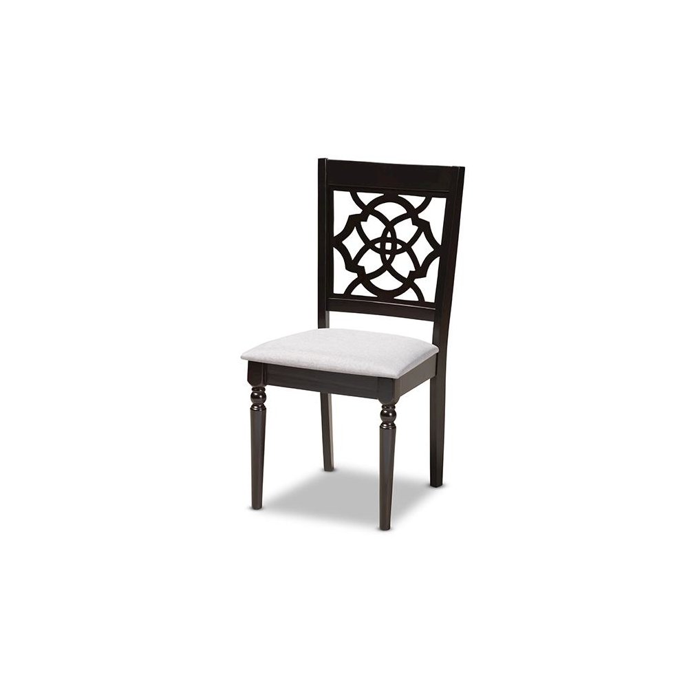 Grey Fabric Upholstered Espresso Brown Finished 5-Piece Wood Dining Set