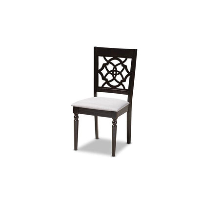 Grey Fabric Upholstered Espresso Brown Finished 5-Piece Wood Dining Set