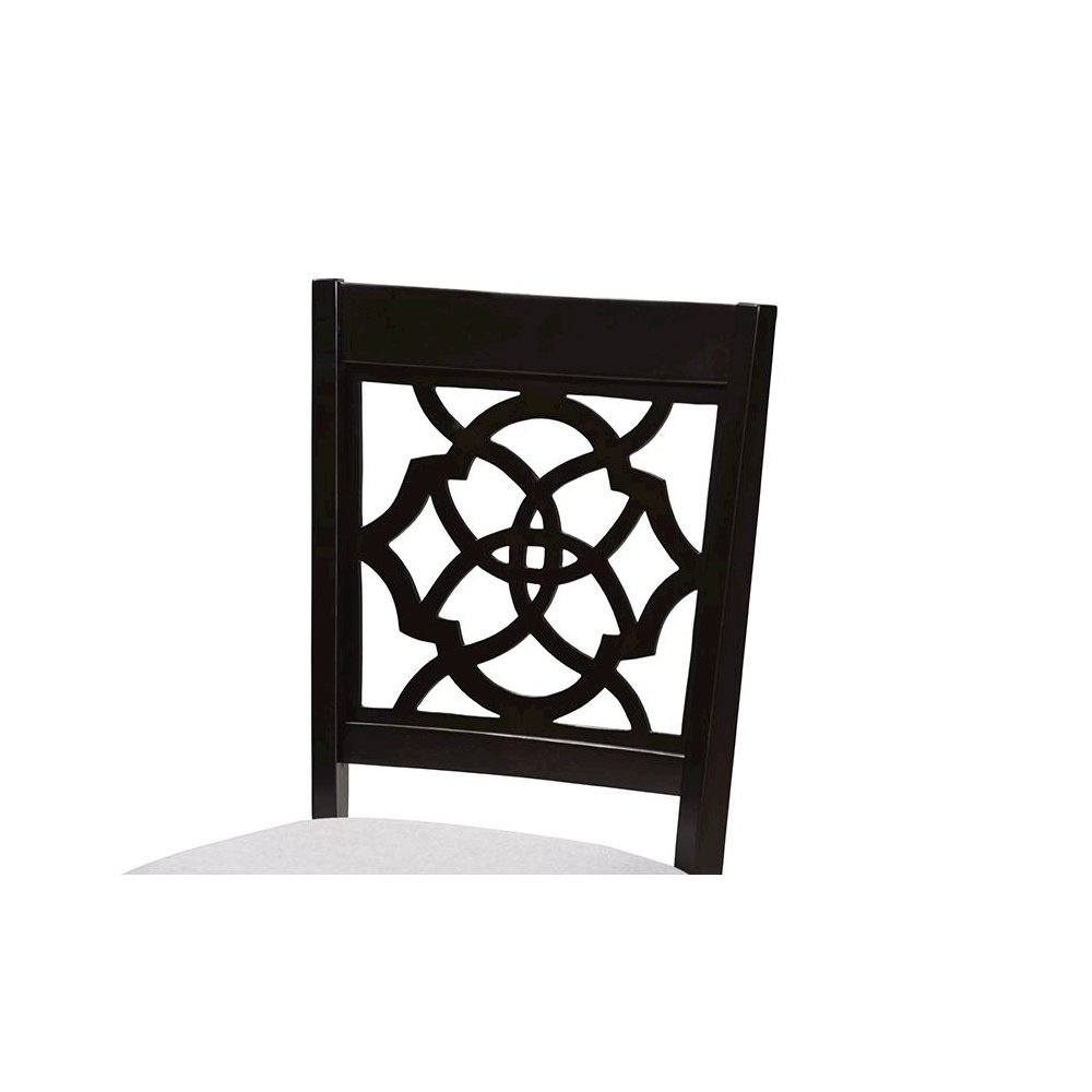 Grey Fabric Upholstered Espresso Brown Finished 5-Piece Wood Dining Set