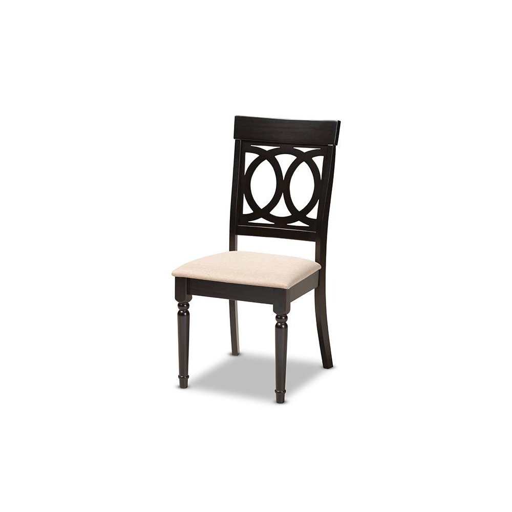 Sand Fabric Upholstered Espresso Brown Finished 5-Piece Wood Dining Set