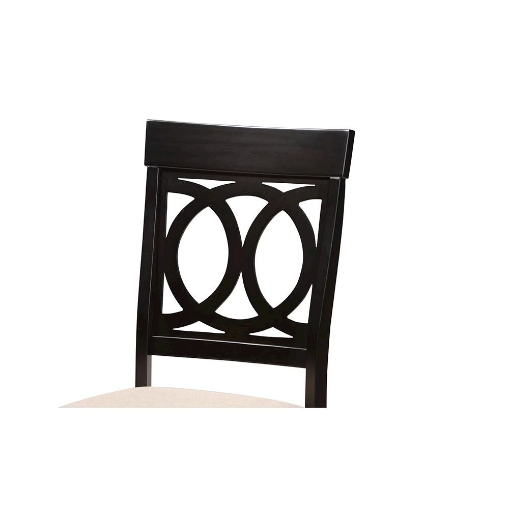 Sand Fabric Upholstered Espresso Brown Finished 5-Piece Wood Dining Set