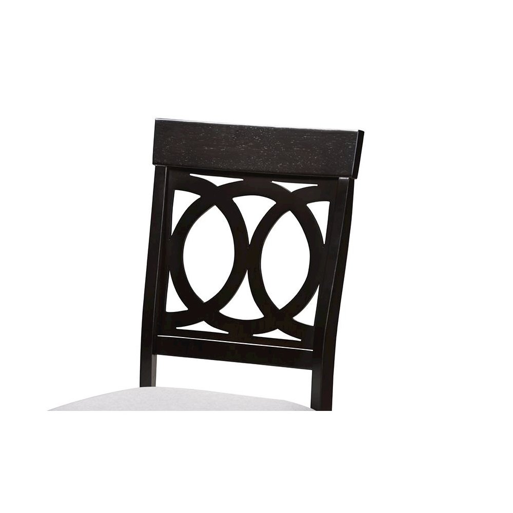 Grey Fabric Upholstered Espresso Brown Finished 5-Piece Wood Dining Set