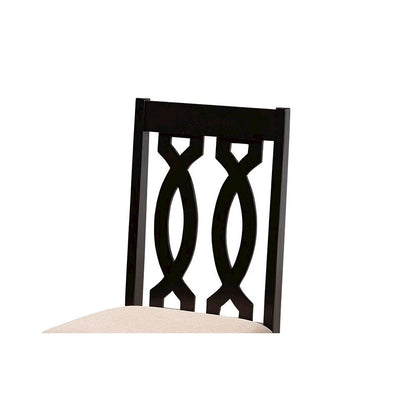 Sand Fabric Upholstered and Dark Brown Finished Wood 5-Piece Dining Set