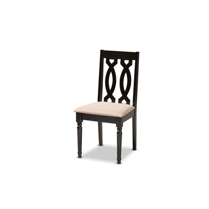 Sand Fabric Upholstered Espresso Brown Finished 5-Piece Wood Dining Set