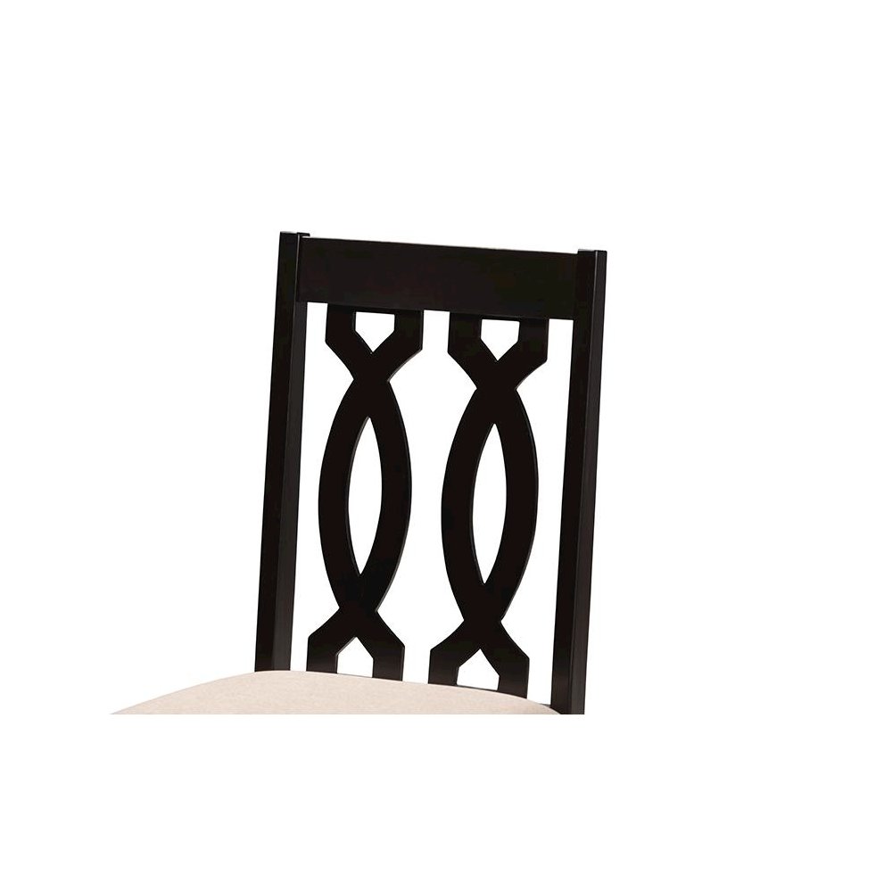 Sand Fabric Upholstered Espresso Brown Finished 5-Piece Wood Dining Set