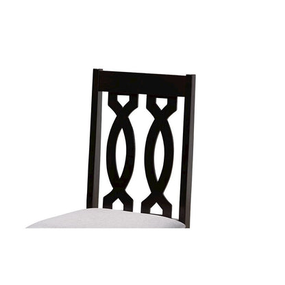 Grey Fabric Upholstered and Dark Brown Finished Wood 5-Piece Dining Set