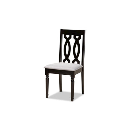 Grey Fabric Upholstered and Dark Brown Finished Wood 5-Piece Dining Set