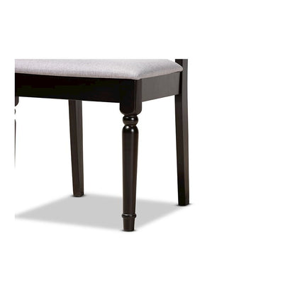 Grey Fabric Upholstered and Dark Brown Finished Wood 5-Piece Dining Set