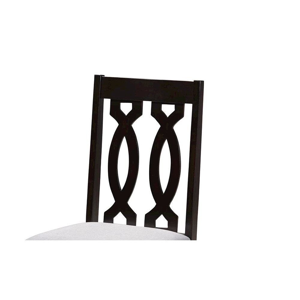 Grey Fabric Upholstered Espresso Brown Finished 5-Piece Wood Dining Set