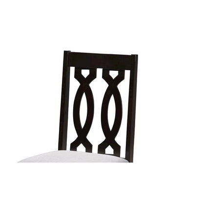 Grey Fabric Upholstered Espresso Brown Finished 5-Piece Wood Dining Set