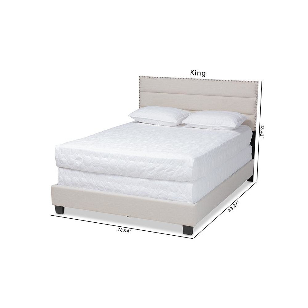 Ansa Modern and Contemporary Beige Fabric Upholstered Full Size Bed