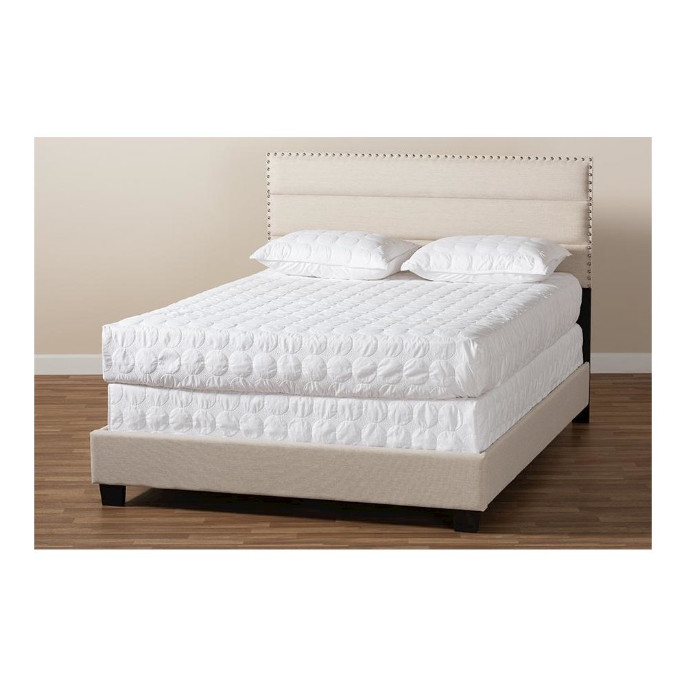 Ansa Modern and Contemporary Beige Fabric Upholstered Full Size Bed