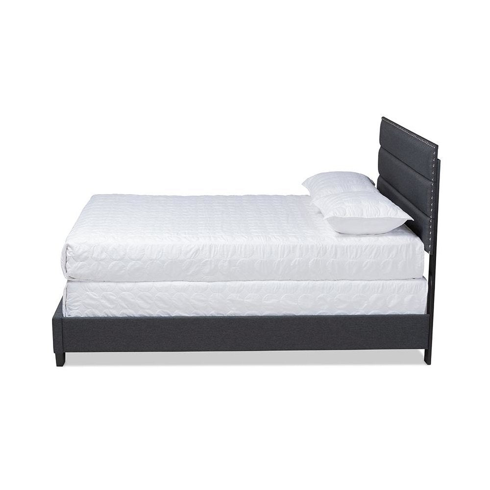 Ansa Modern and Contemporary Dark Grey Fabric Upholstered Full Size Bed