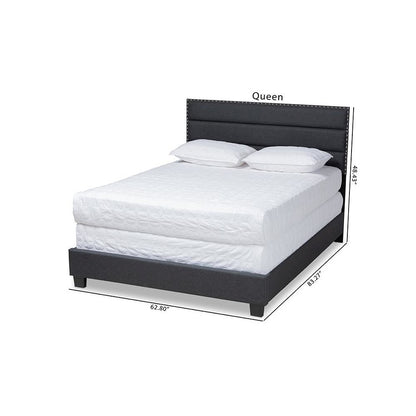 Ansa Modern and Contemporary Dark Grey Fabric Upholstered Full Size Bed