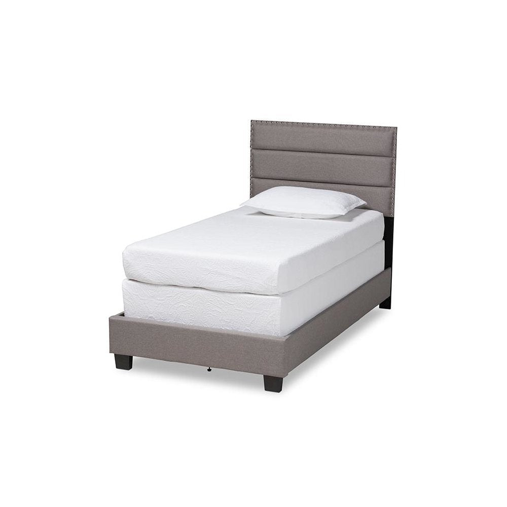 Baxton Studio Ansa Modern and Contemporary Grey Fabric Upholstered Twin Size Bed