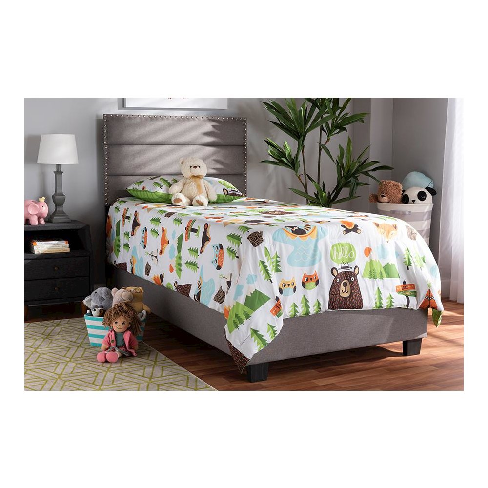 Baxton Studio Ansa Modern and Contemporary Grey Fabric Upholstered Twin Size Bed