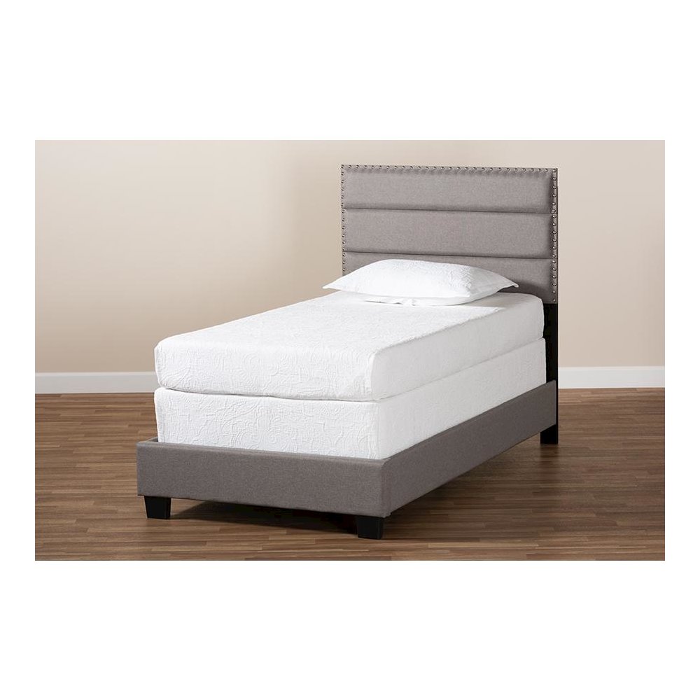 Baxton Studio Ansa Modern and Contemporary Grey Fabric Upholstered Twin Size Bed