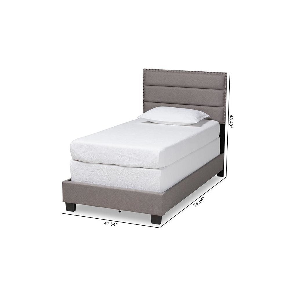 Baxton Studio Ansa Modern and Contemporary Grey Fabric Upholstered Twin Size Bed
