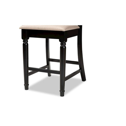 Fabric Upholstered Espresso Brown Finished 2-Piece Wood Counter Stool Set of 4