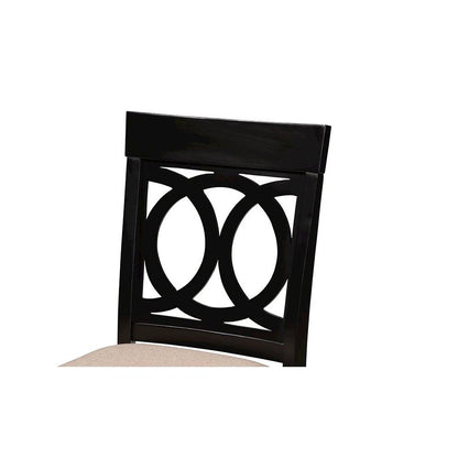 Sand Fabric Upholstered Espresso Brown Finished 5-Piece Wood Pub Set