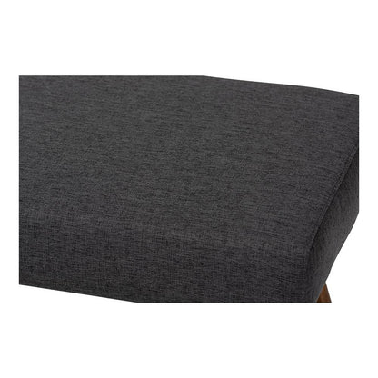 Dark Grey Fabric Upholstered Walnut Brown Finished Boomerang Bench