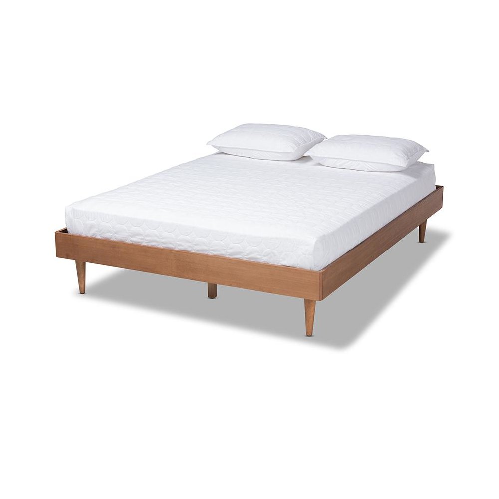 Rina Mid-Century Modern Ash Wanut Finished Full Size Wood Bed Frame