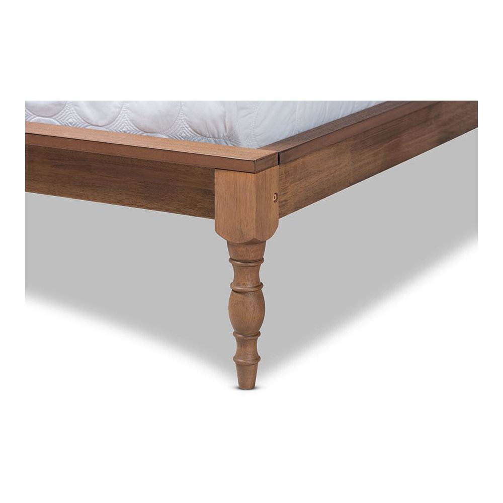 Romy Vintage French Inspired Ash Wanut Finished Full Size Wood Bed Frame