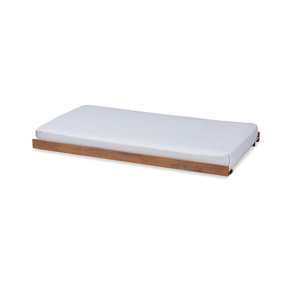 Veles Modern and Contemporary Ash Walnut Finished Twin Size Trundle Bed