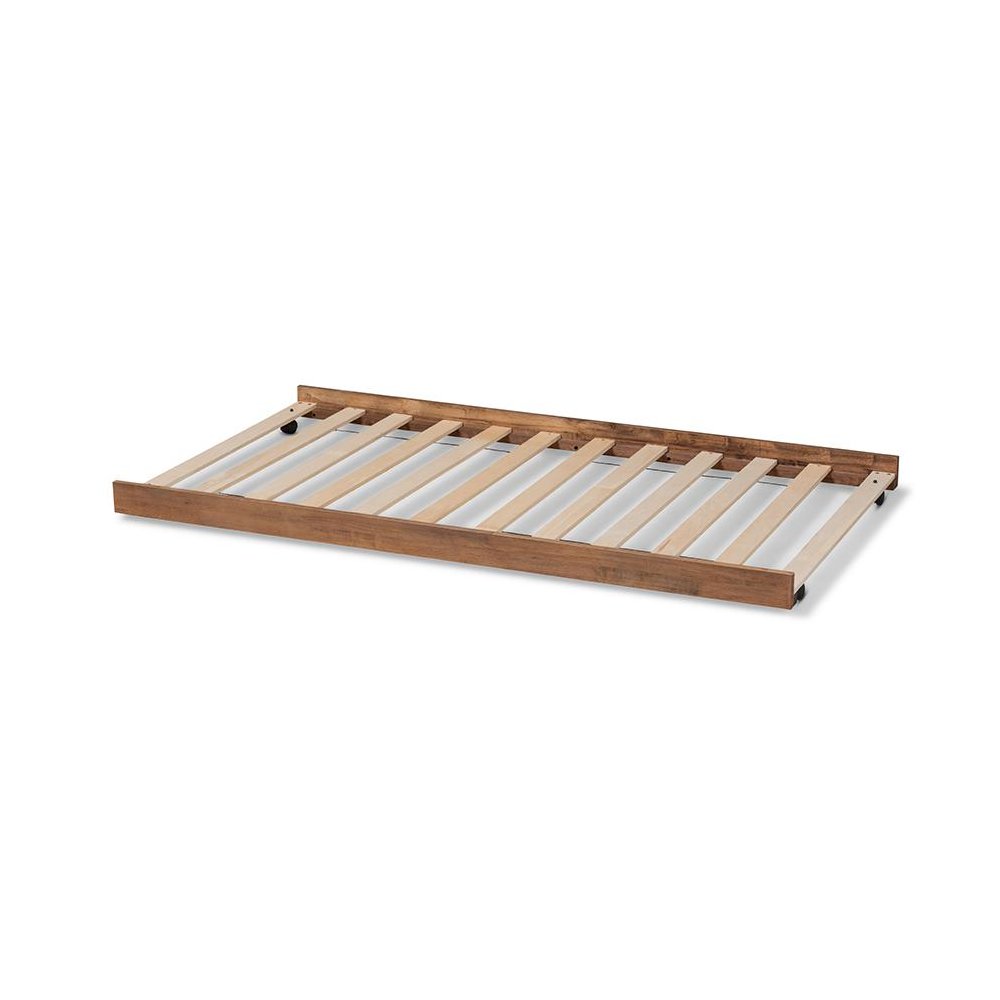 Veles Modern and Contemporary Ash Walnut Finished Twin Size Trundle Bed