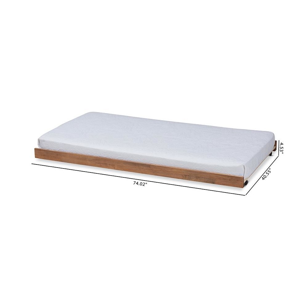 Veles Modern and Contemporary Ash Walnut Finished Twin Size Trundle Bed