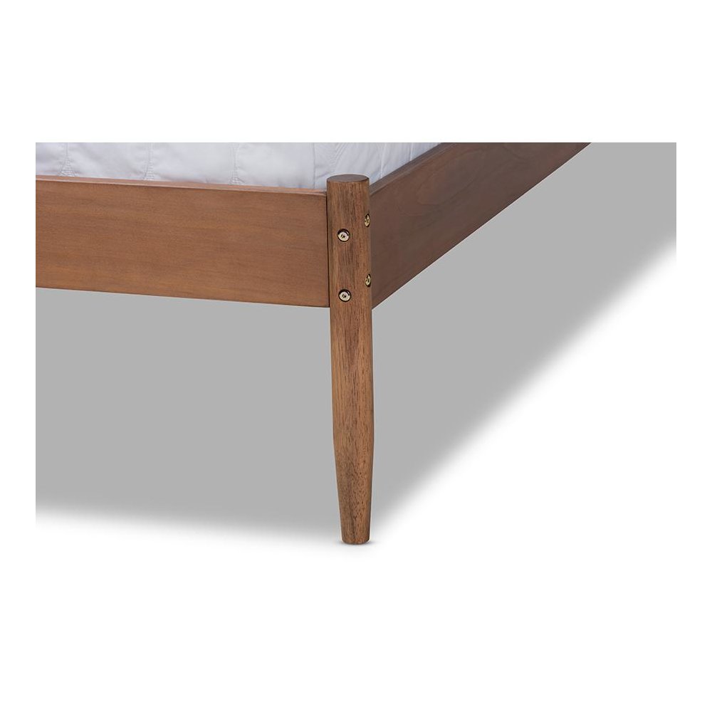 Leanora Mid-Century Modern Ash Wanut Finished Full Size Wood Platform Bed