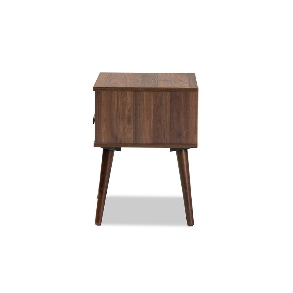 Two-Tone White and Walnut Finished 1-Drawer Wood End Table