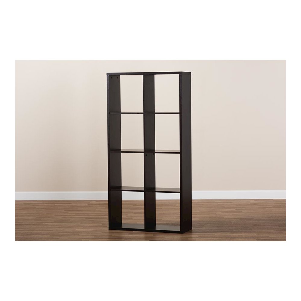 Dark Brown Finished 8-Cube Multipurpose Storage Shelf