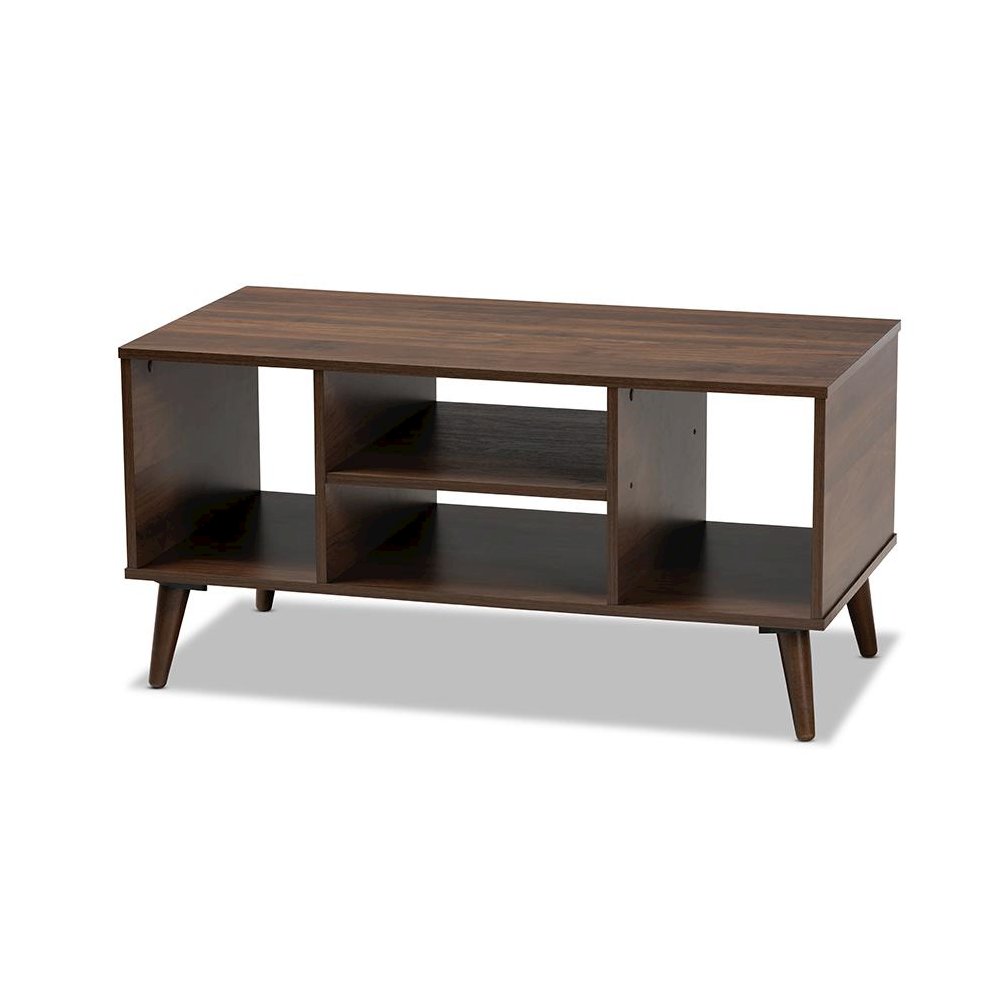 Baxton Studio Linas Mid-Century Modern Walnut Finished Coffee Table