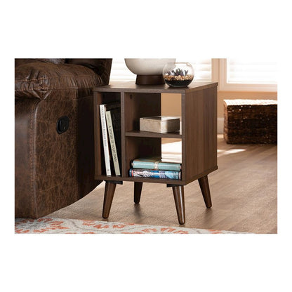 Baxton Studio Sami Mid-Century Modern Walnut Finished Wood End Table