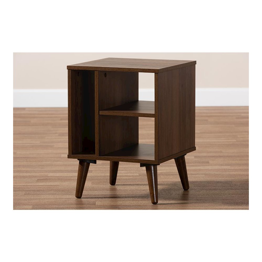 Baxton Studio Sami Mid-Century Modern Walnut Finished Wood End Table