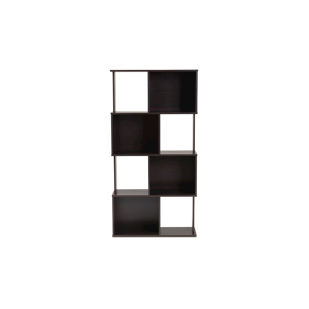 Riva Modern and Contemporary Dark Brown Finished Geometric Wood Bookshelf