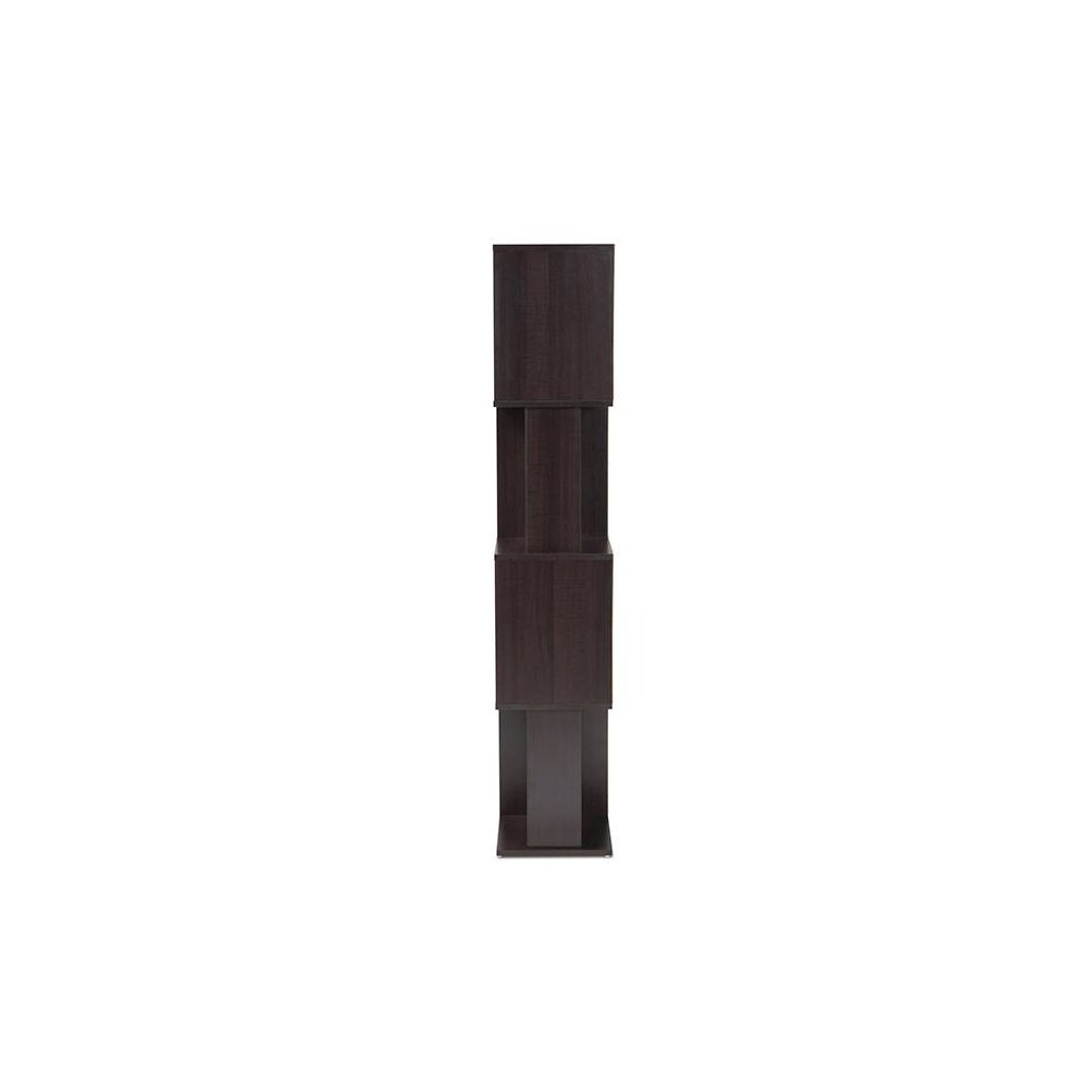 Riva Modern and Contemporary Dark Brown Finished Geometric Wood Bookshelf