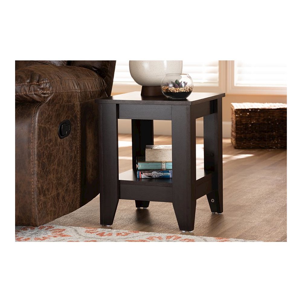 Baxton Studio Audra Modern and Contemporary Dark Brown Finished Wood End Table