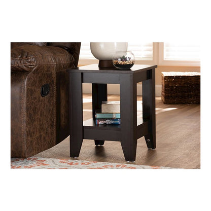 Baxton Studio Audra Modern and Contemporary Dark Brown Finished Wood End Table