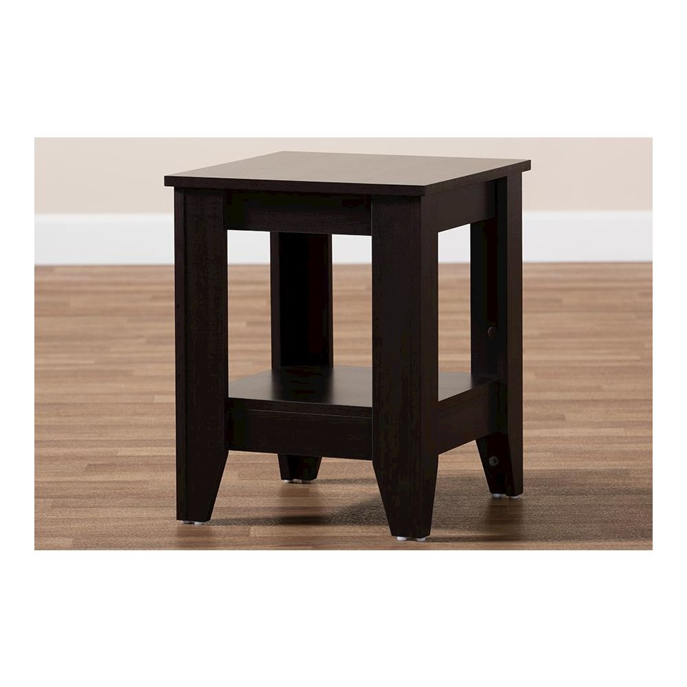 Baxton Studio Audra Modern and Contemporary Dark Brown Finished Wood End Table
