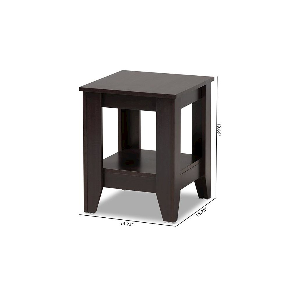 Baxton Studio Audra Modern and Contemporary Dark Brown Finished Wood End Table