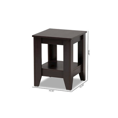 Baxton Studio Audra Modern and Contemporary Dark Brown Finished Wood End Table