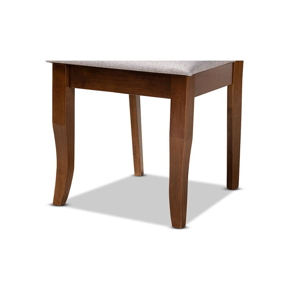 Grey Fabric Upholstered and Walnut Brown Finished Wood 4-Piece Dining Chair Set