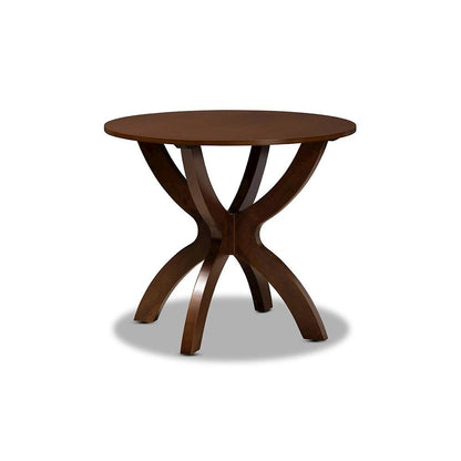Grey Fabric Upholstered and Walnut Brown Finished Wood 5-Piece Dining Set