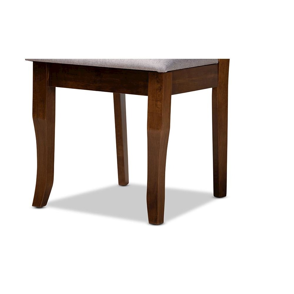 Grey Fabric Upholstered Walnut Brown Finished Wood 4-Piece Dining Chair Set