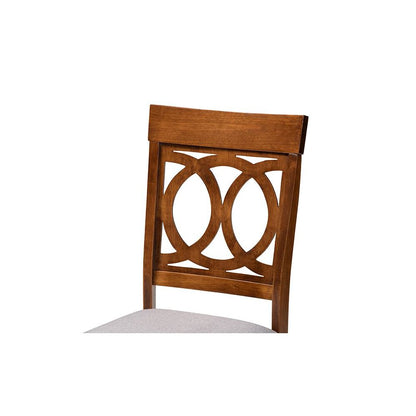 Grey Fabric Upholstered and Walnut Brown Finished Wood 4-Piece Dining Chair Set