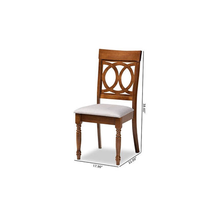 Grey Fabric Upholstered and Walnut Brown Finished Wood 4-Piece Dining Chair Set